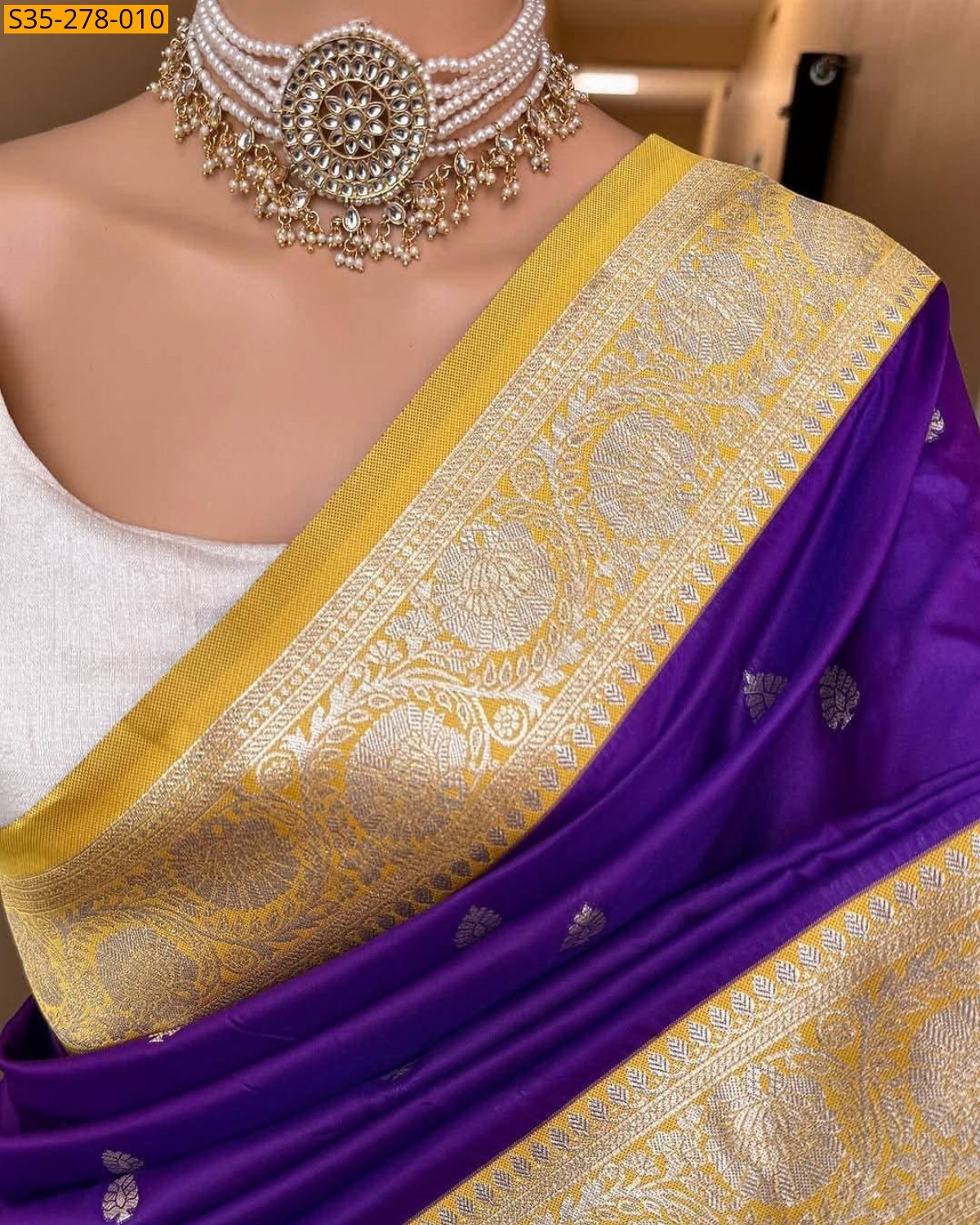 Voilet Fancy Banarasi soft silk saree