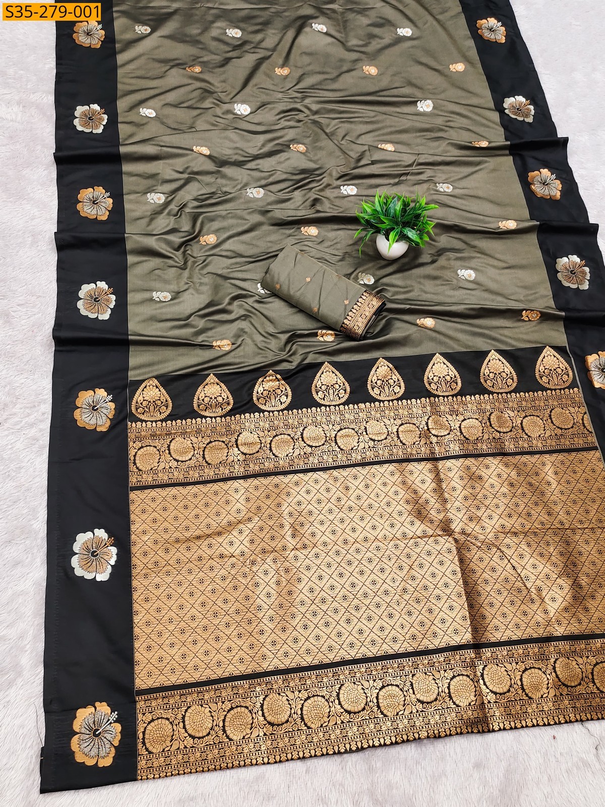 Gray Fancy Soft Silk Sarees