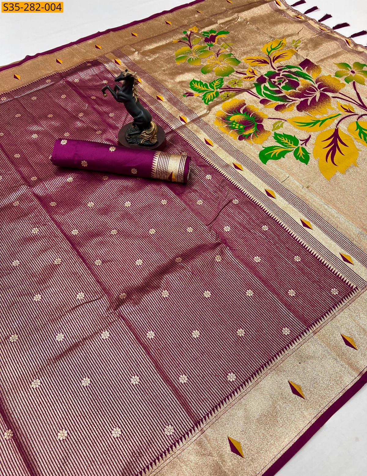 Maroon Fancy Tissue Soft Silk Saree