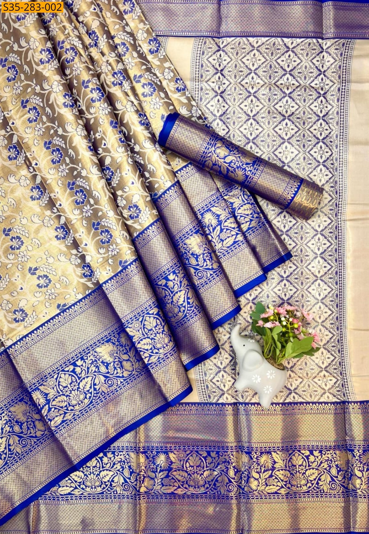 Blue Fancy Semi Kanjivaram Silk sarees