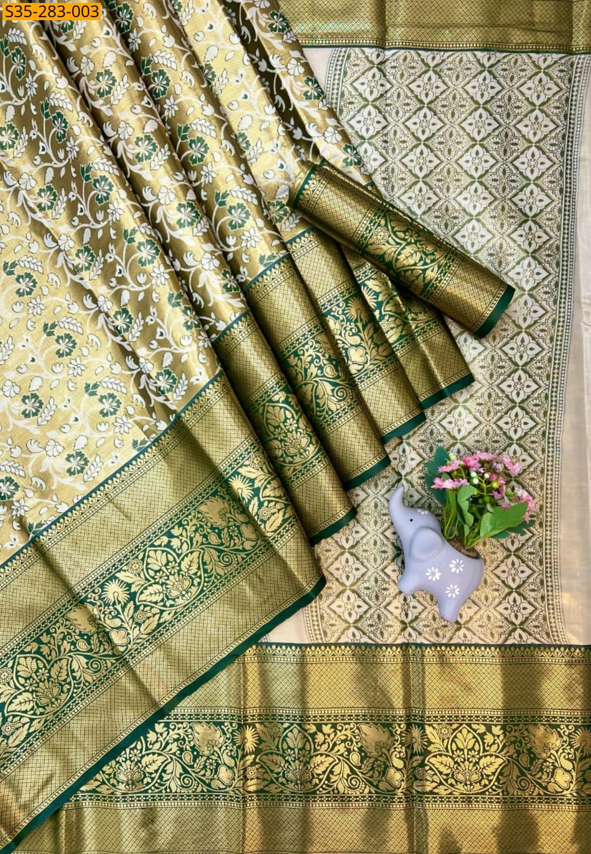 Green Fancy Semi Kanjivaram Silk sarees