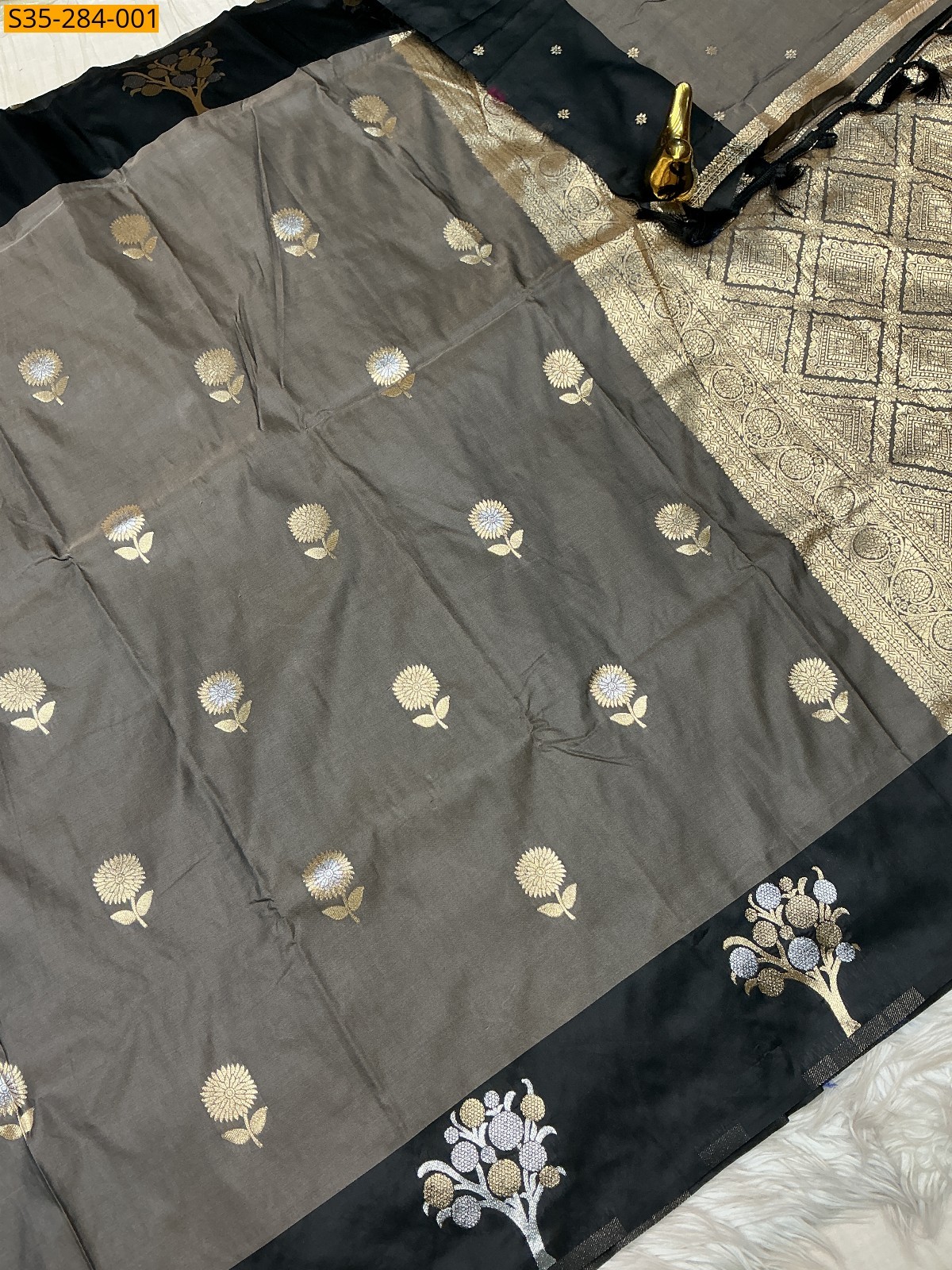 Grey Fancy Soft silk Saree