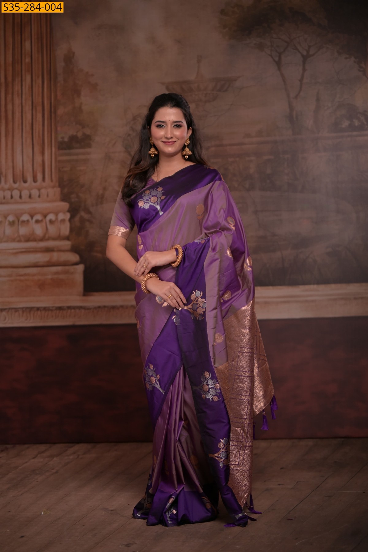 Purple Fancy Soft silk Saree