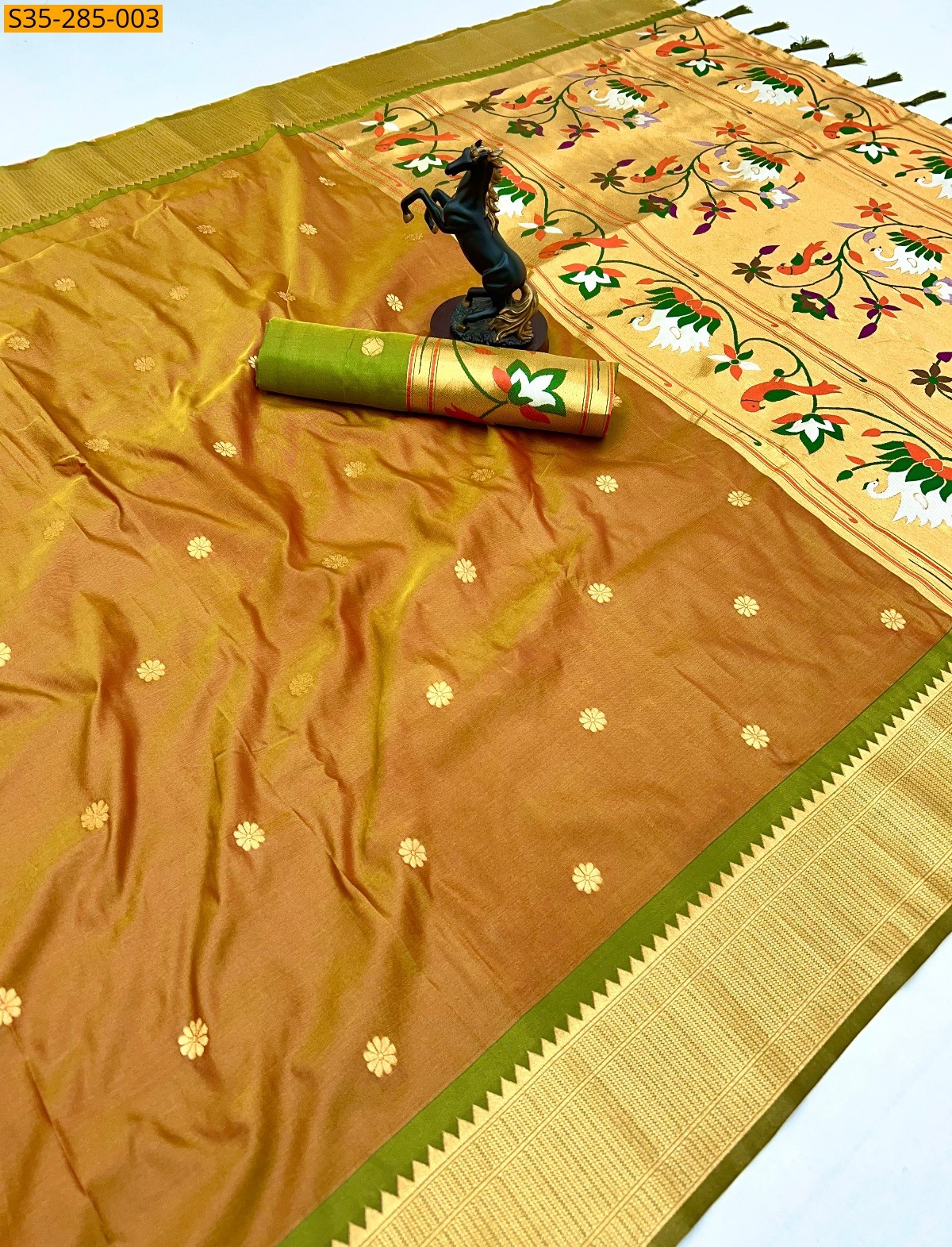 Mustard Fancy Soft silk Saree