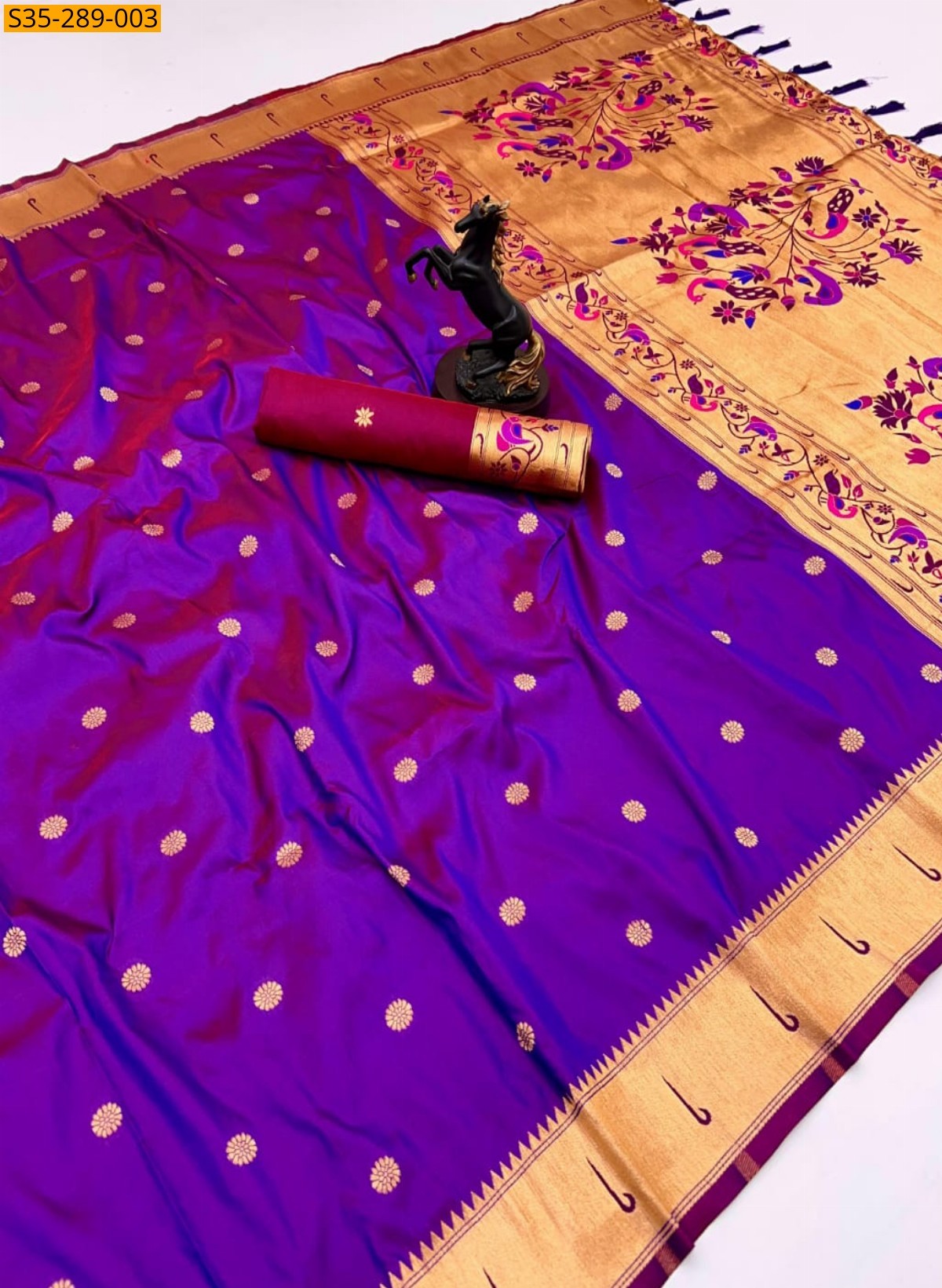 Violet Fancy Paithani Silk Saree