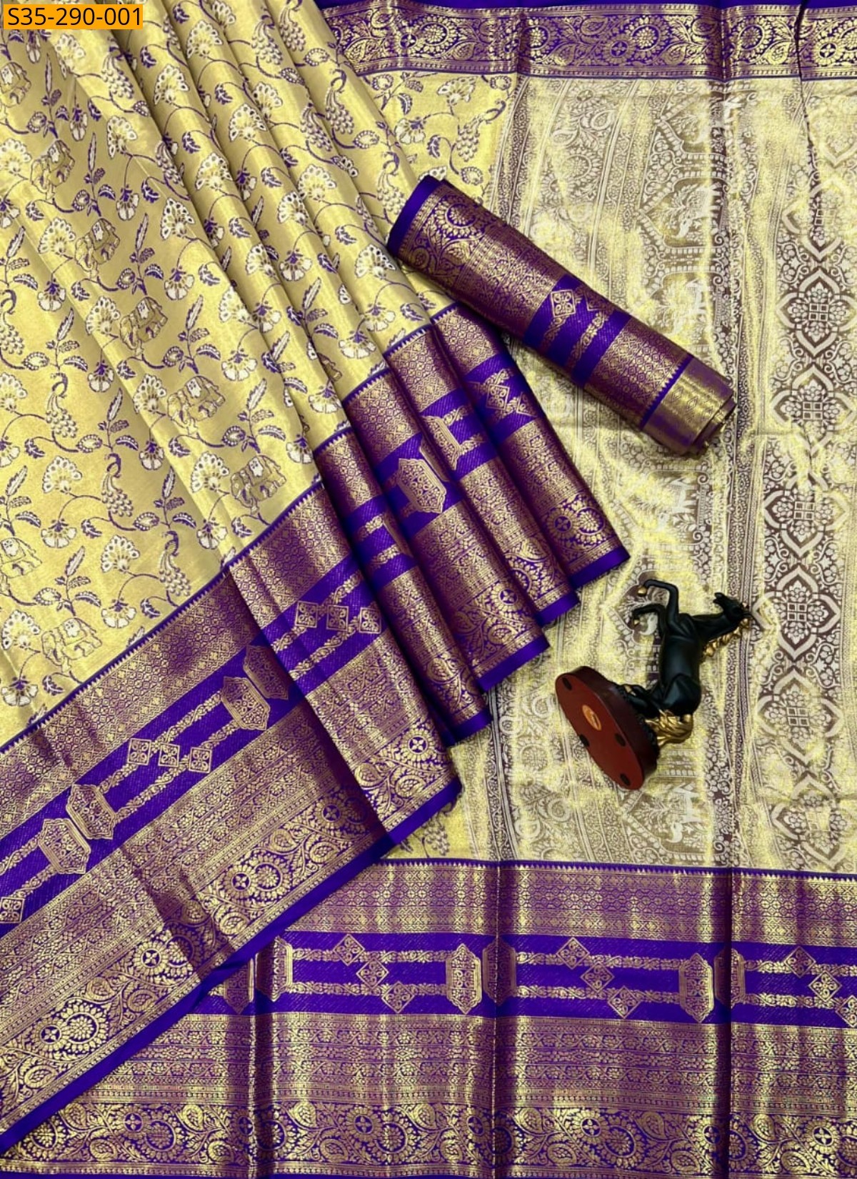 Half white Fancy  Kanjivaram Semi silk Pattu sarees