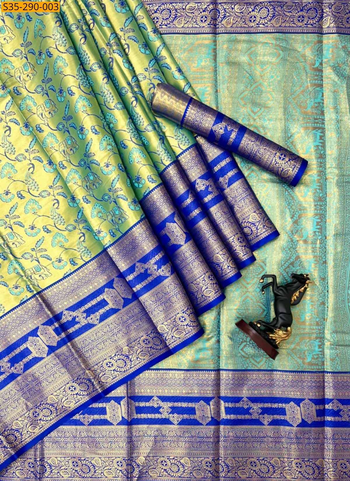 Lite green Fancy  Kanjivaram Semi silk Pattu sarees