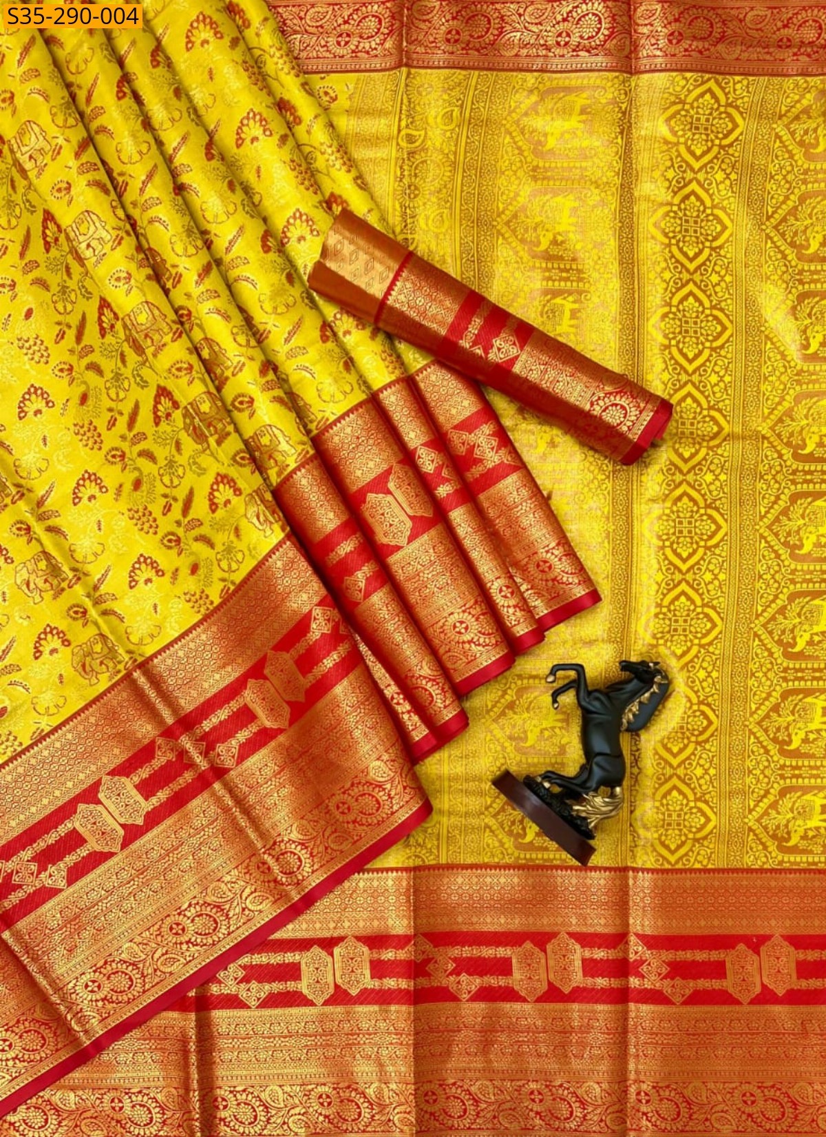 Yellow Fancy  Kanjivaram Semi silk Pattu sarees