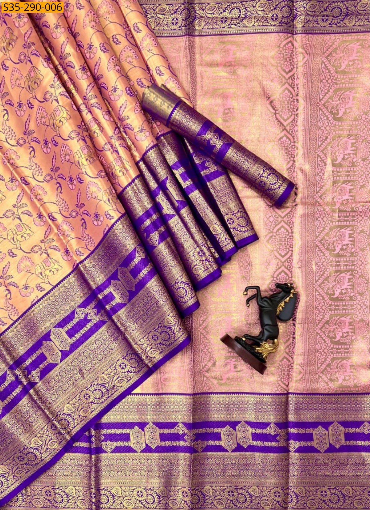 Peach Fancy  Kanjivaram Semi silk Pattu sarees