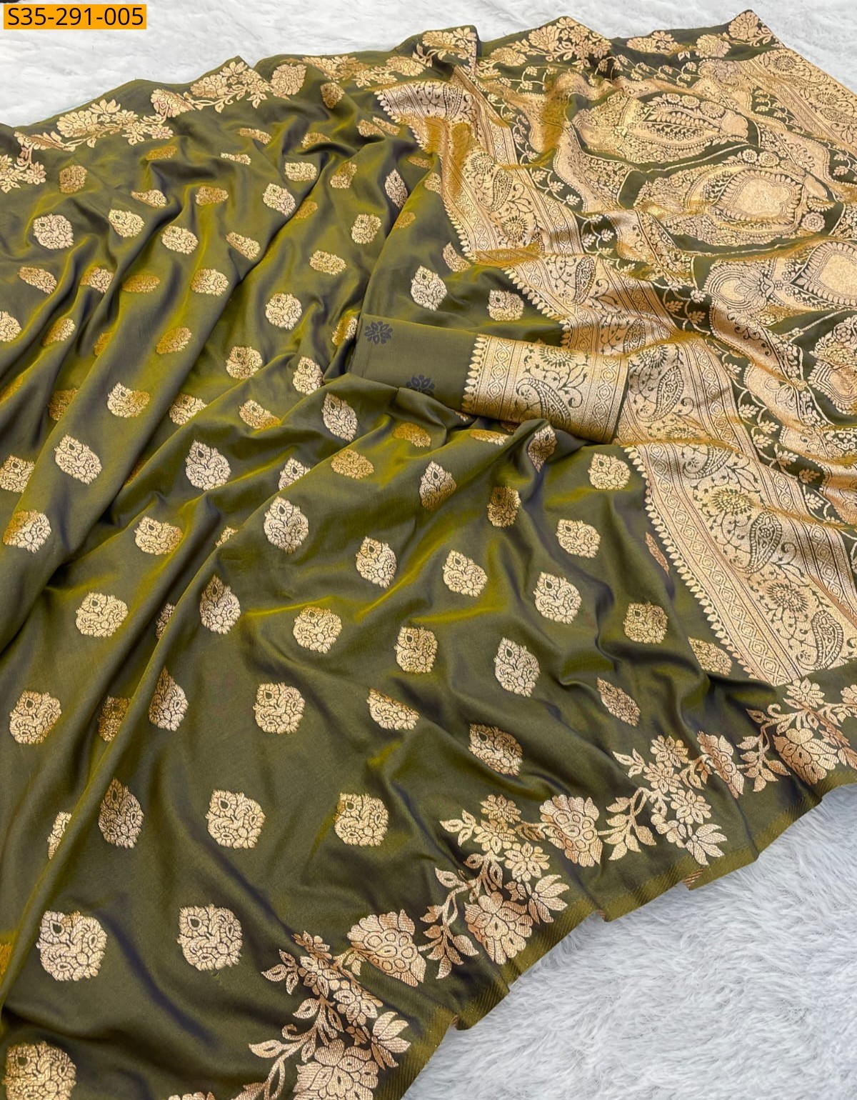 Olive Fancy Banarasi silk sarees