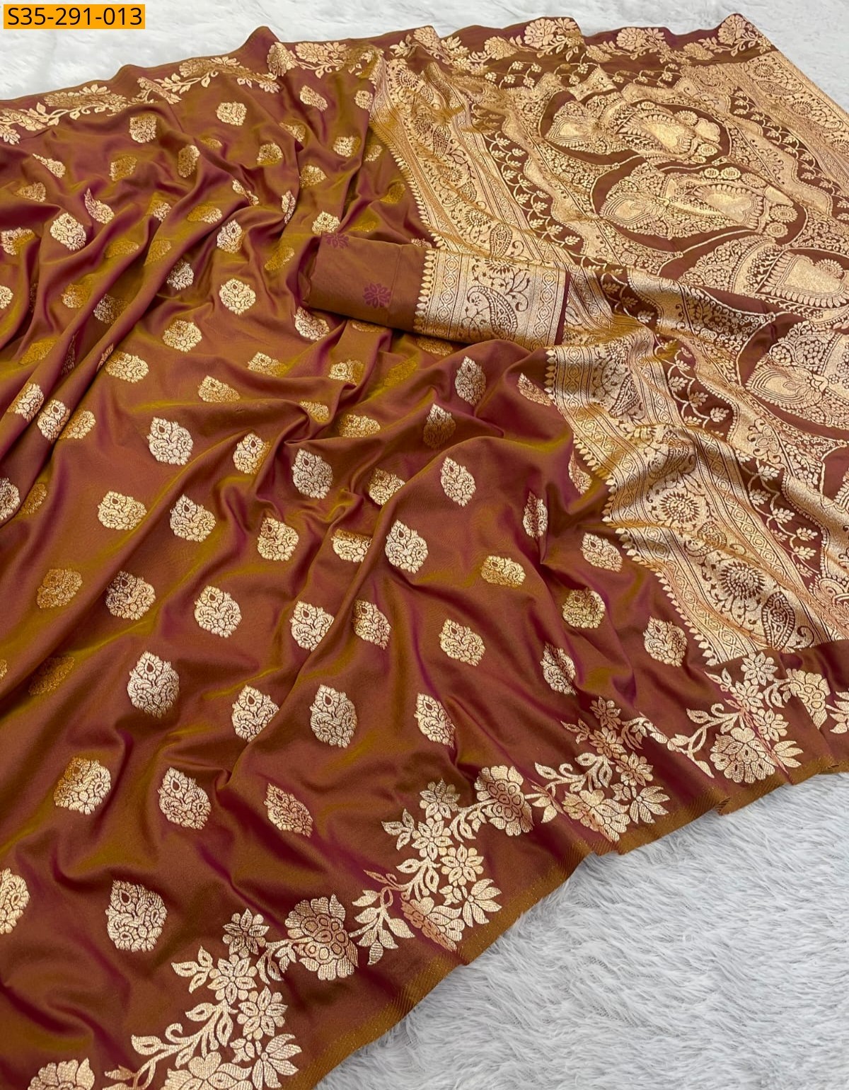 Brown Fancy Banarasi silk sarees