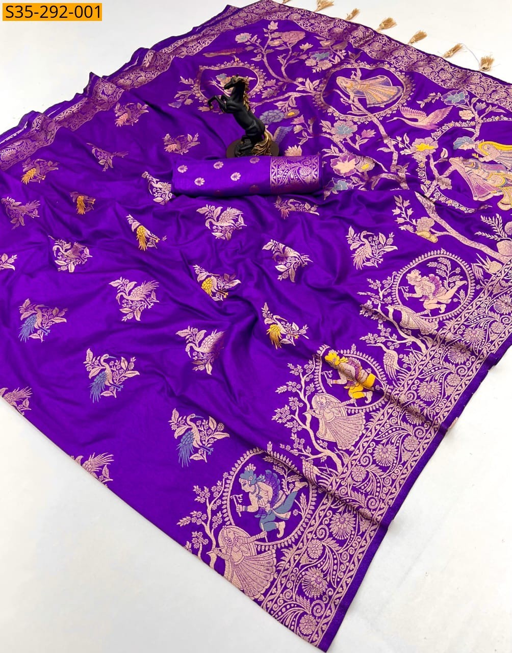 Violet Fancy Soft Banarasi Khadi Silk Saree