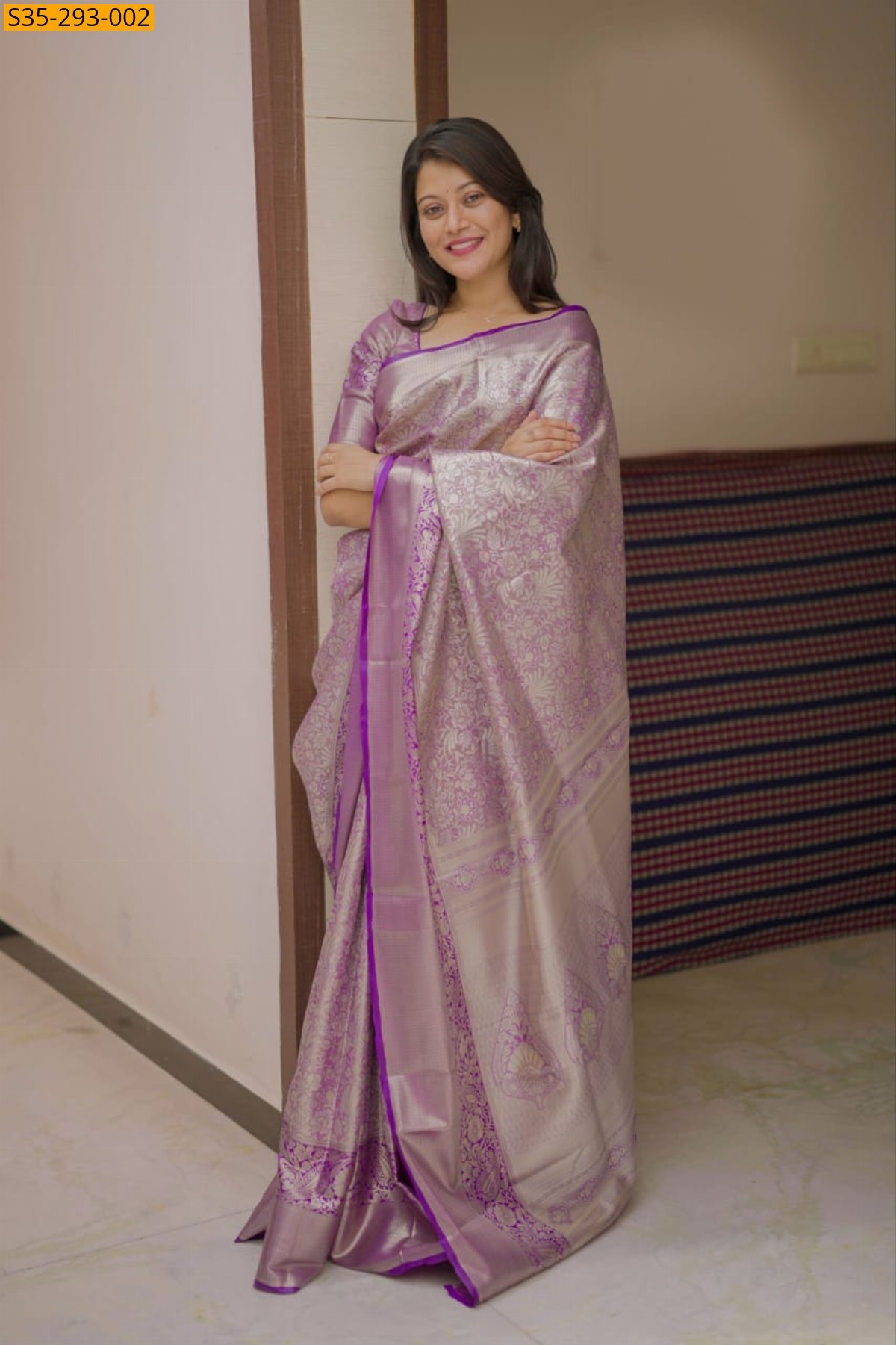 Lavender Fancy Bridal Kanchipuram Silk Saree