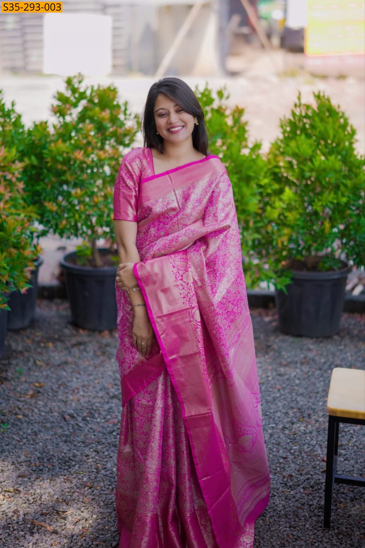 Pink Fancy Bridal Kanchipuram Silk Saree