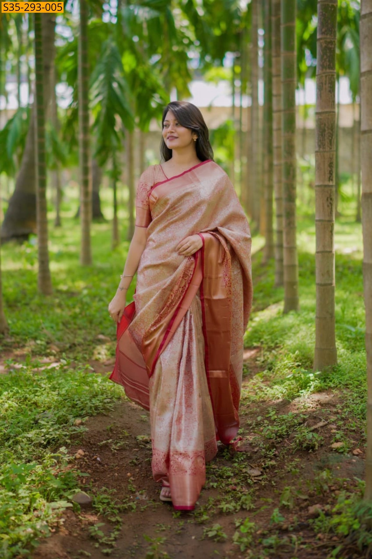 Sandal Fancy Bridal Kanchipuram Silk Saree