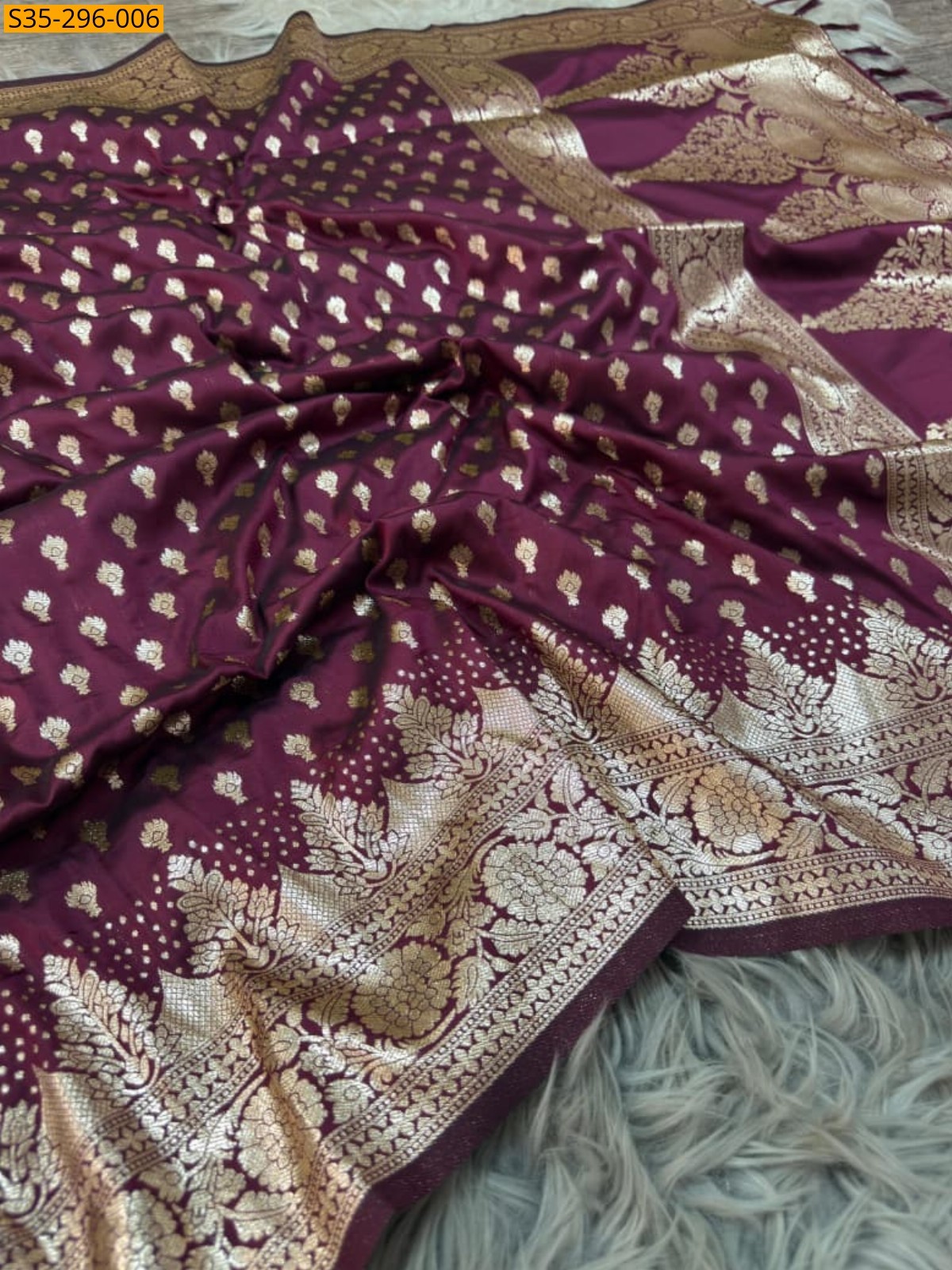 Wine Fancy Paithani 1000 Butti  Silk Saree