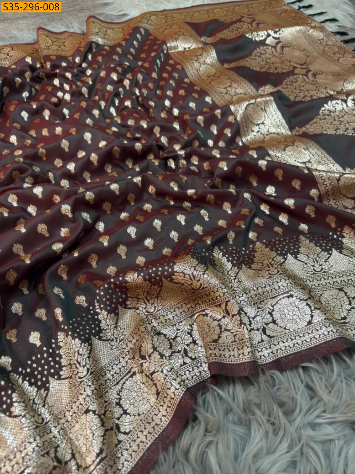 Brown Fancy Paithani 1000 Butti  Silk Saree
