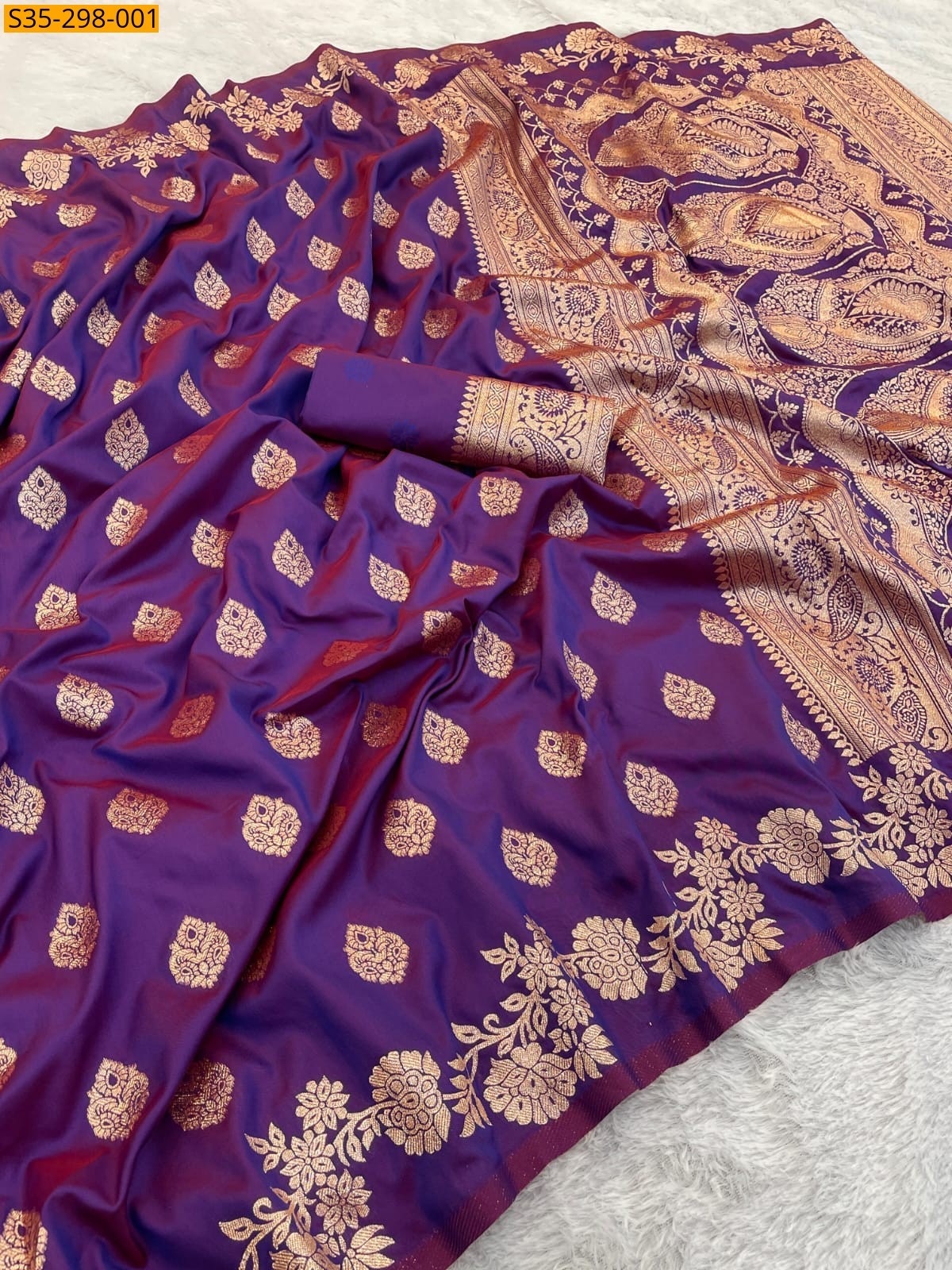 Purple Fancy Banarasi silk saree