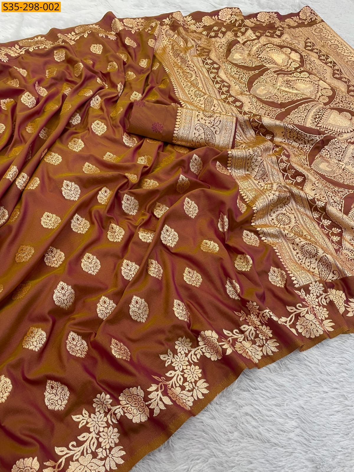 Brown Fancy Banarasi silk saree