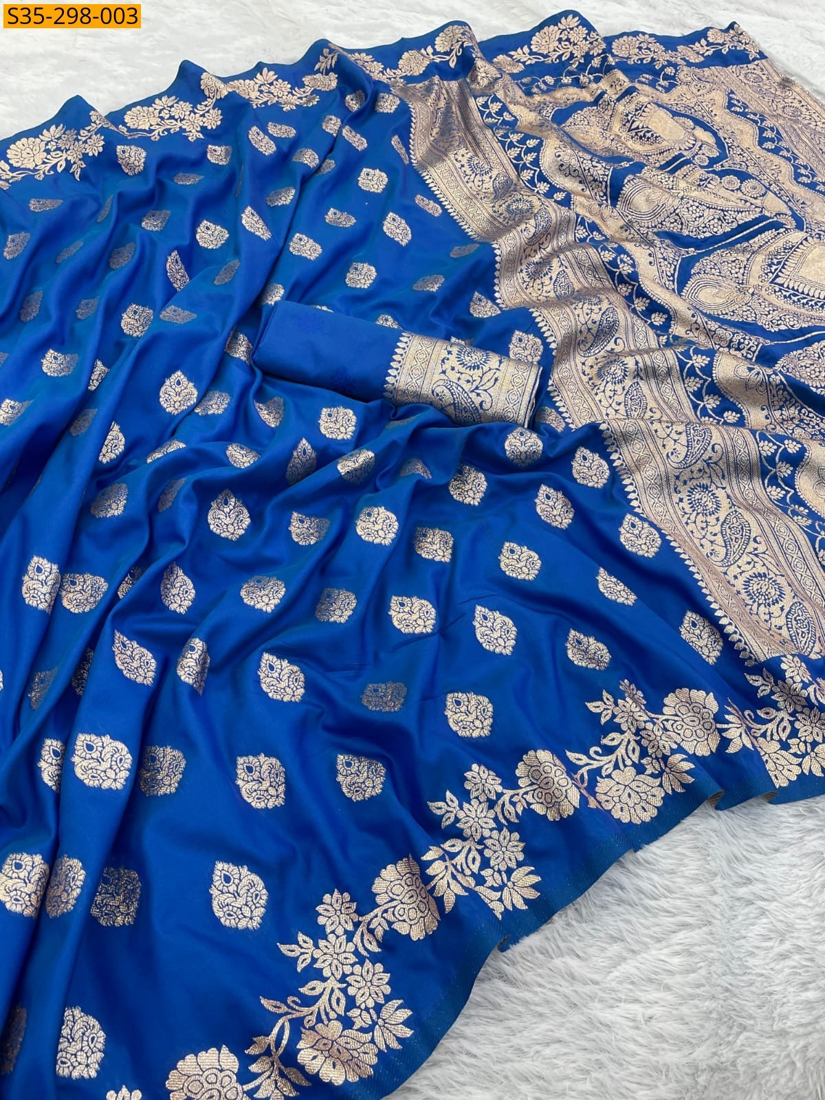 Blue Fancy Banarasi silk saree