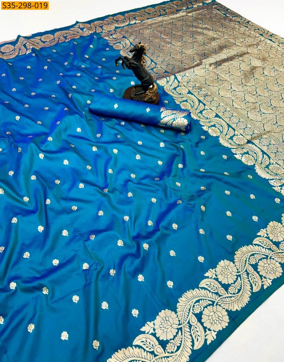 Blue Fancy Banarasi silk saree
