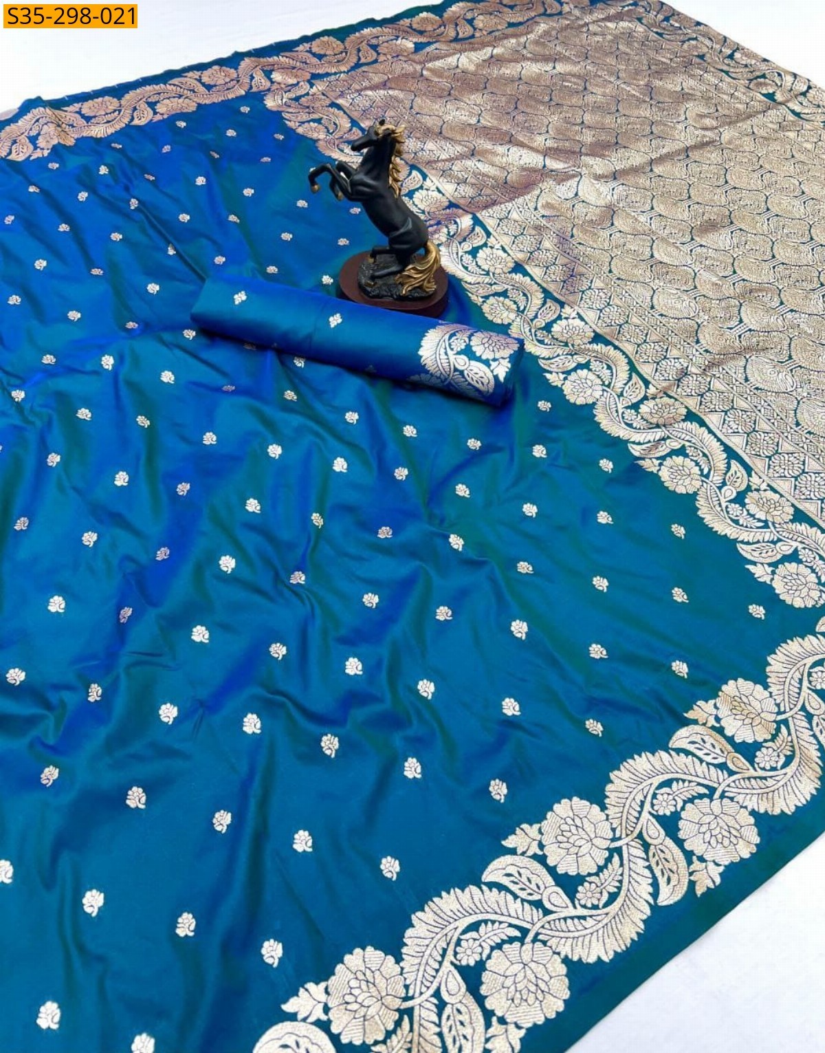 Blue Fancy Banarasi silk saree