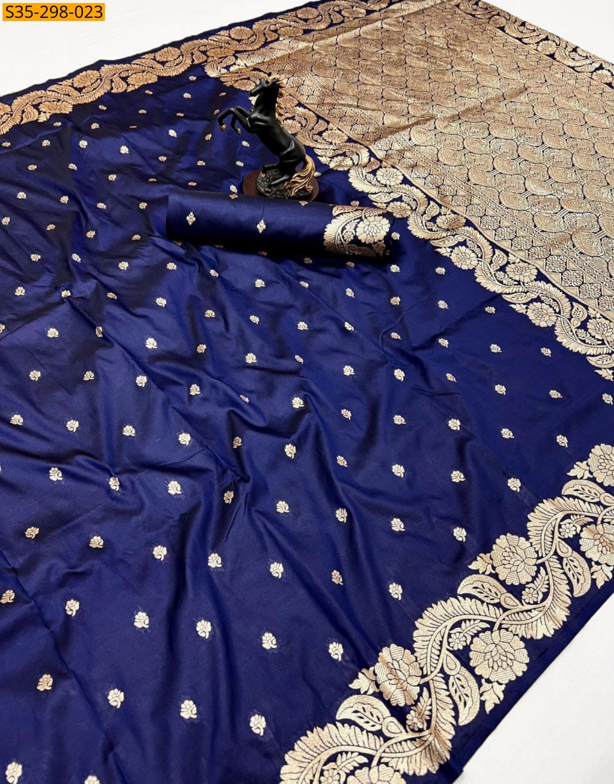 Navy blue Fancy Banarasi silk saree