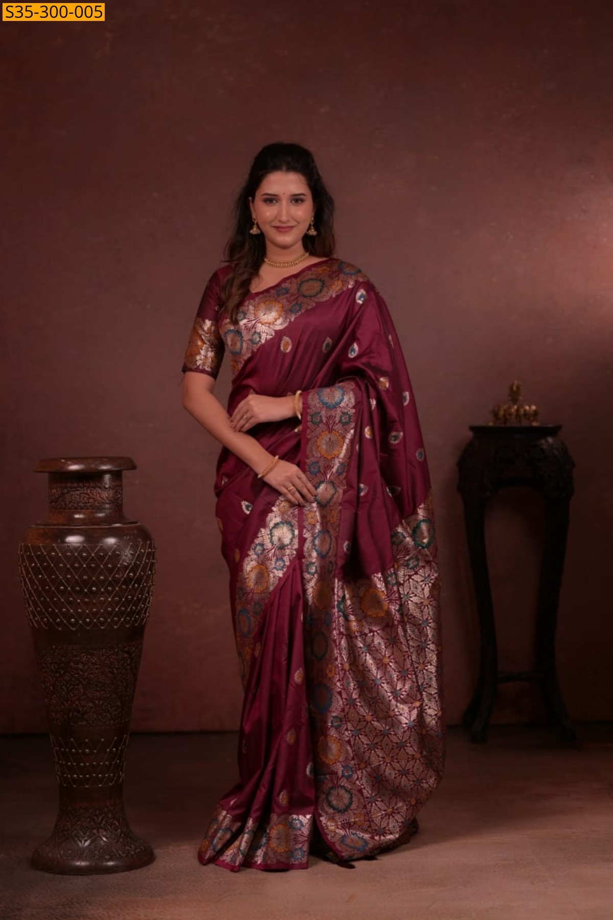 Maroon Fancy Soft Paithani Silk Saree