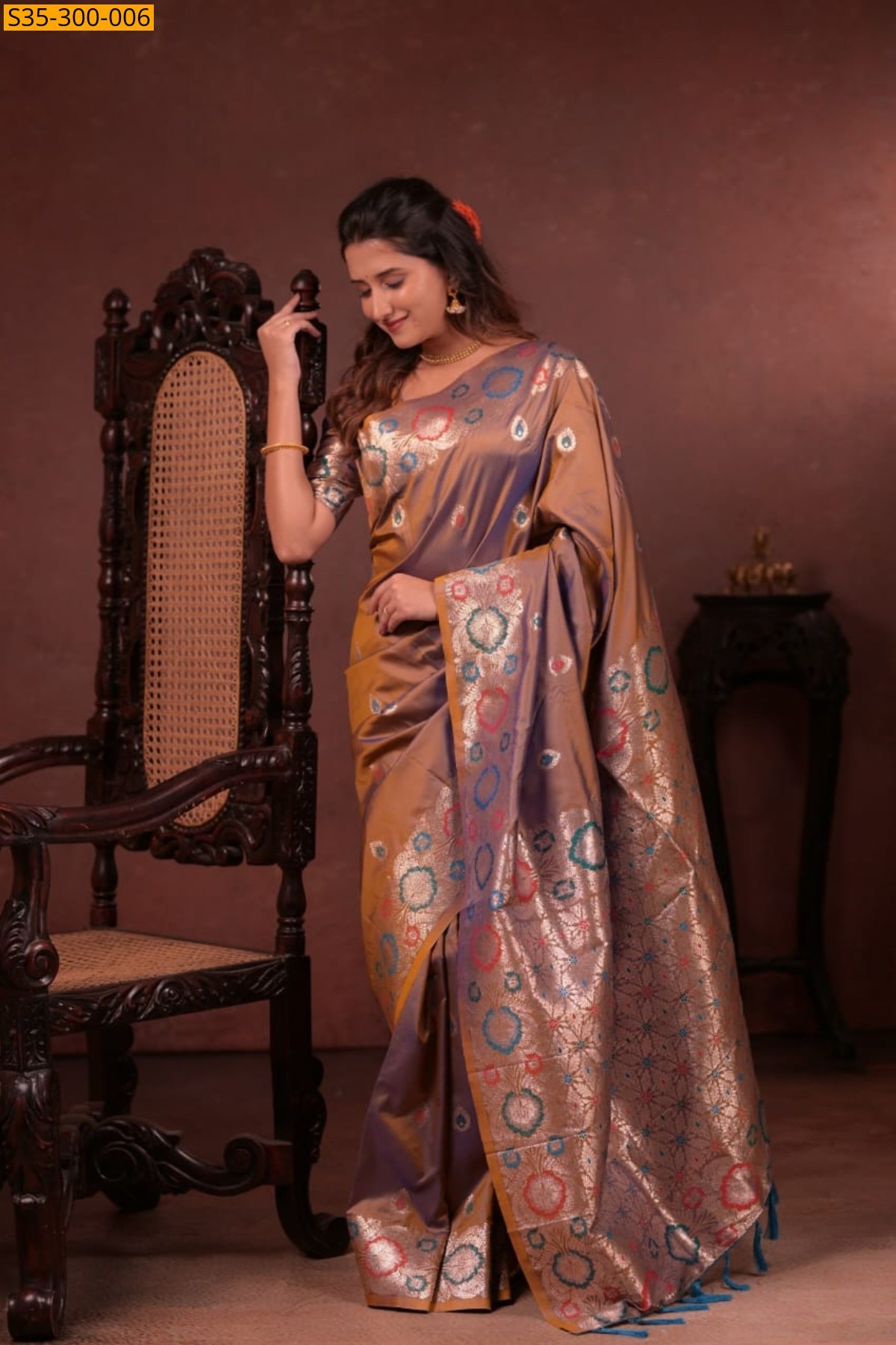 Brown Fancy Soft Paithani Silk Saree