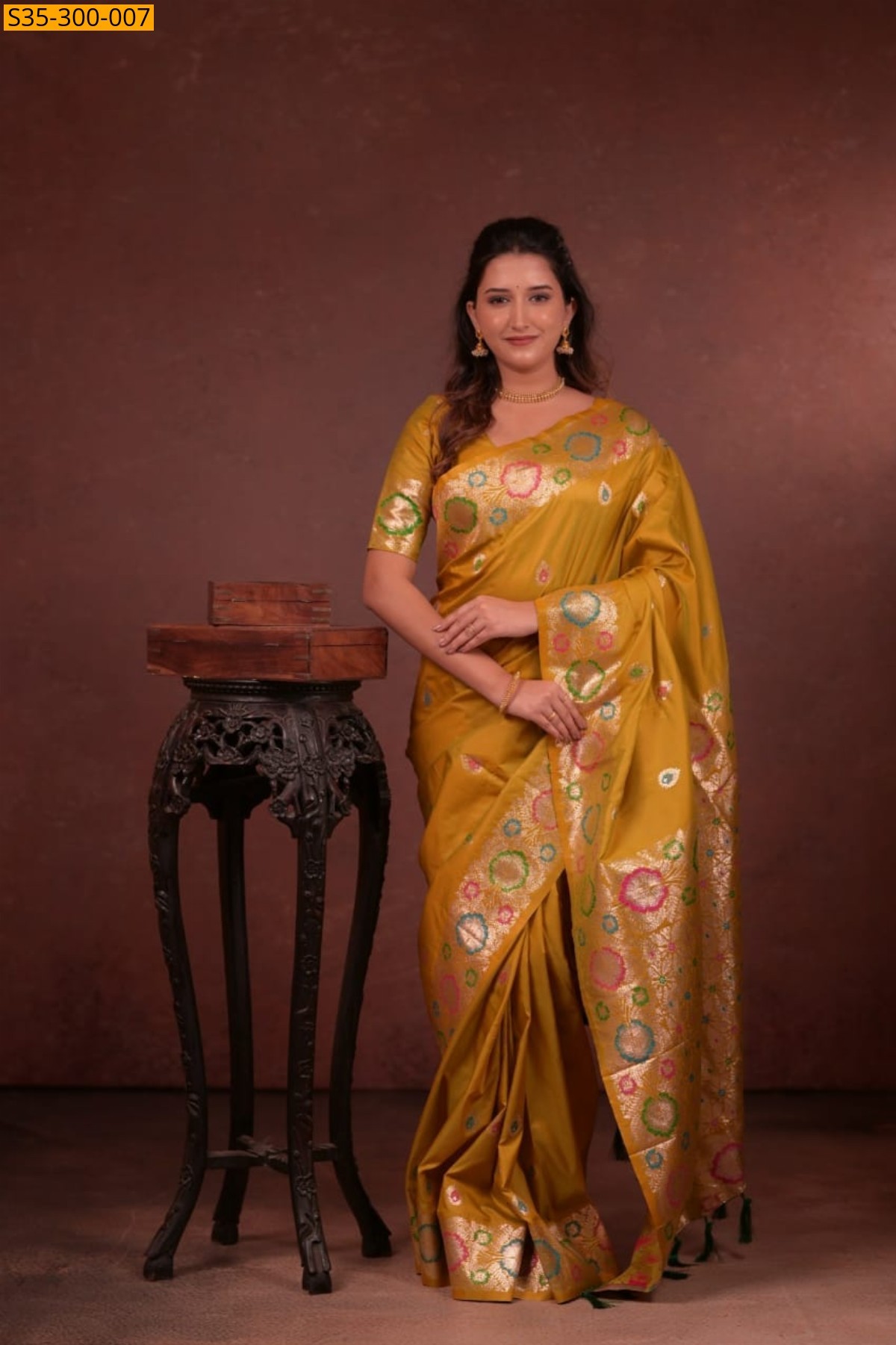 Mustard Fancy Soft Paithani Silk Saree