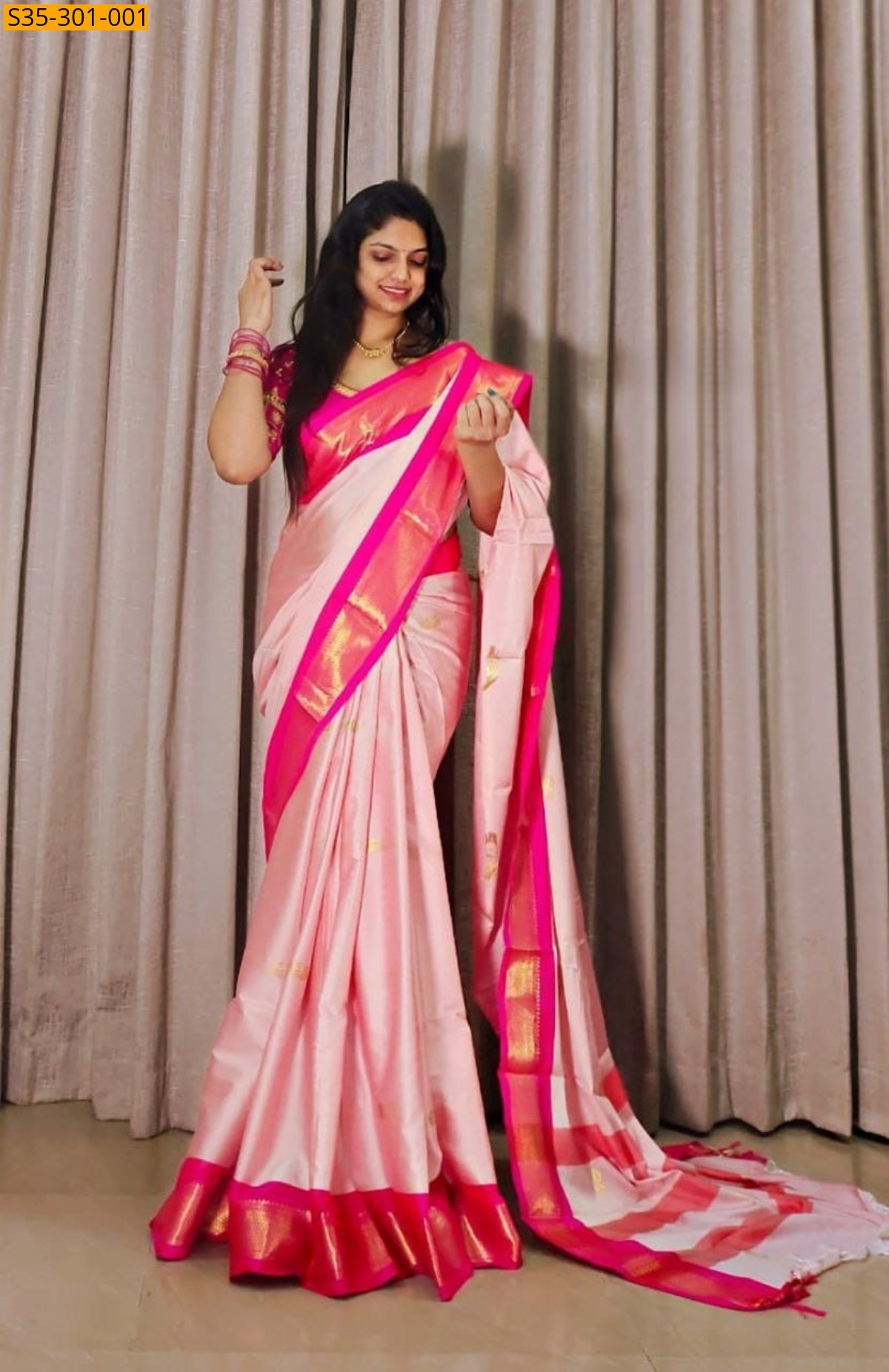 Baby pink Mercerised Cotton Silk sarees
