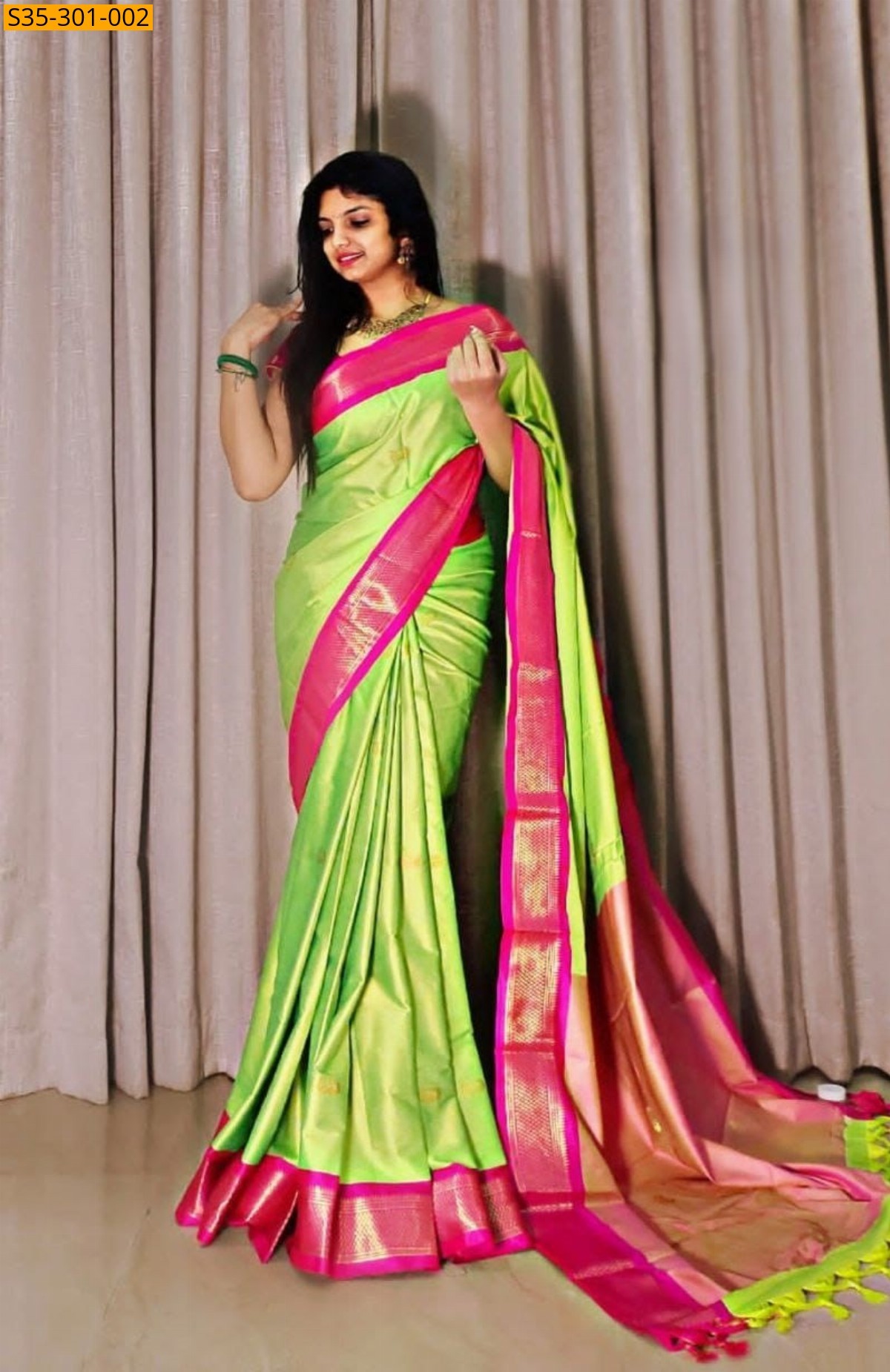 Green Mercerised Cotton Silk sarees