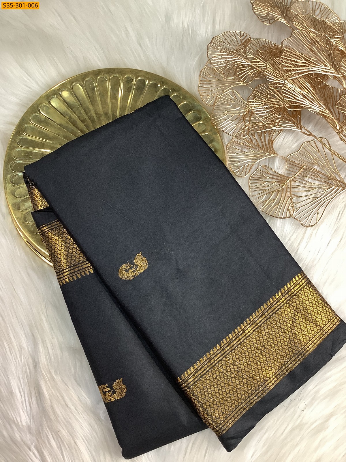 Black Mercerised Cotton Silk sarees