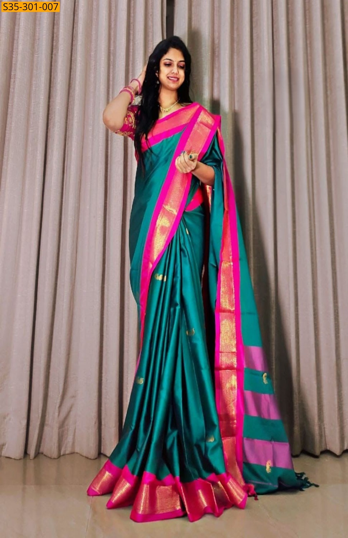 Blue Mercerised Cotton Silk sarees