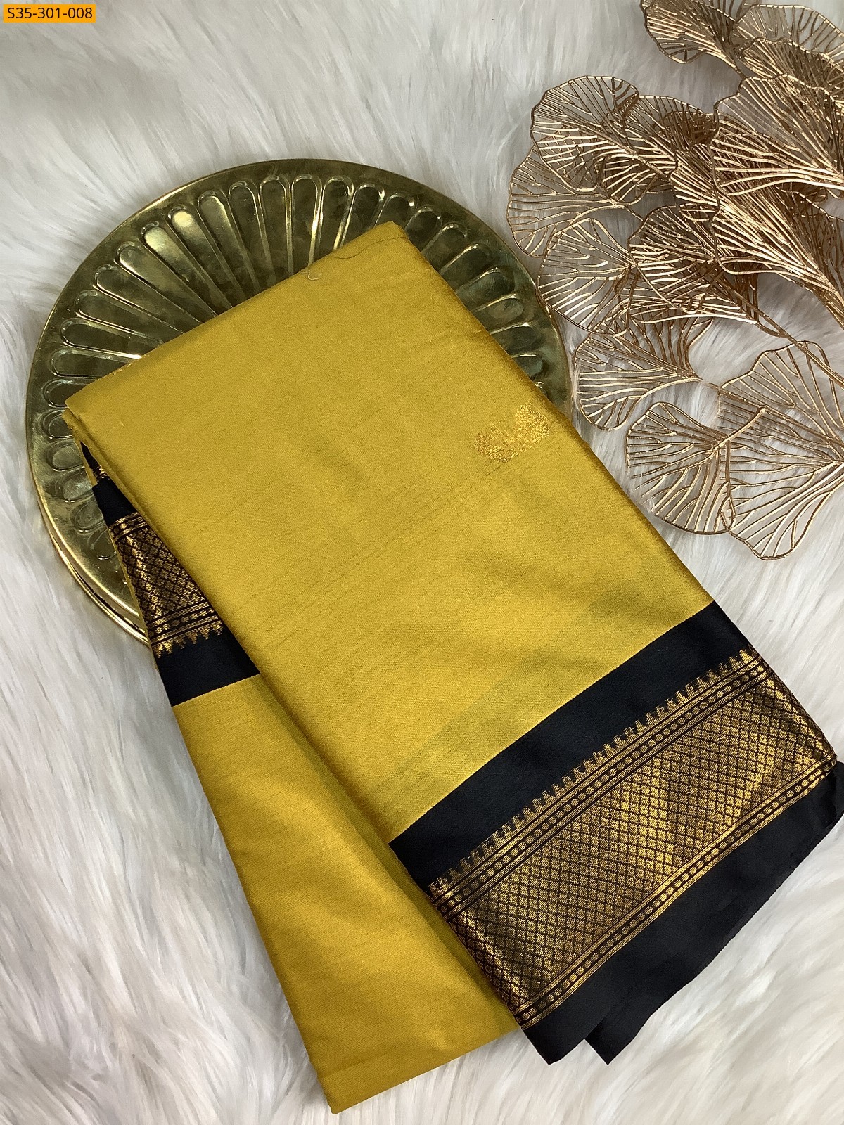 Yellow Mercerised Cotton Silk sarees