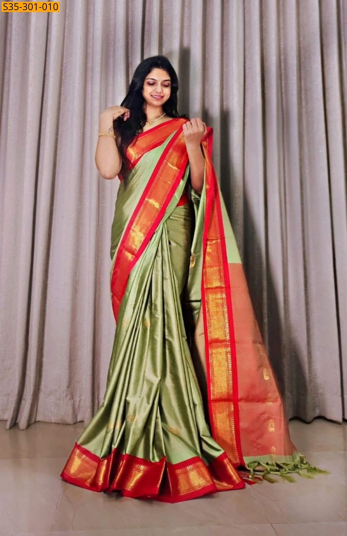 Green Mercerised Cotton Silk sarees