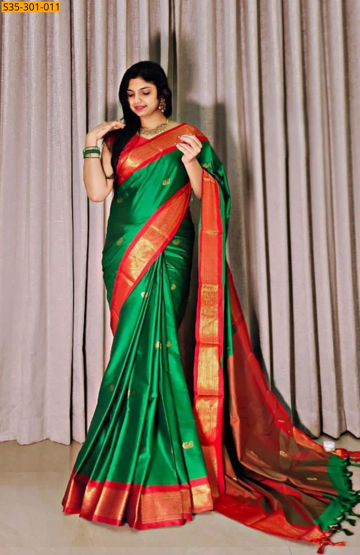 Green Mercerised Cotton Silk sarees