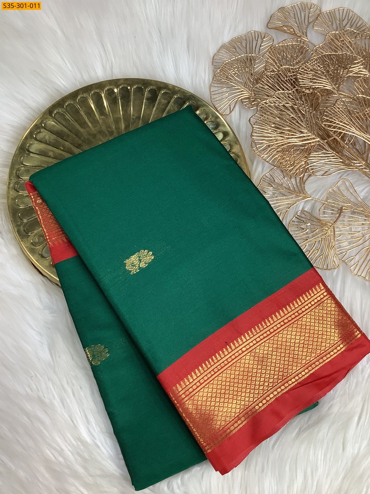Dark Green Mercerised Cotton Silk sarees