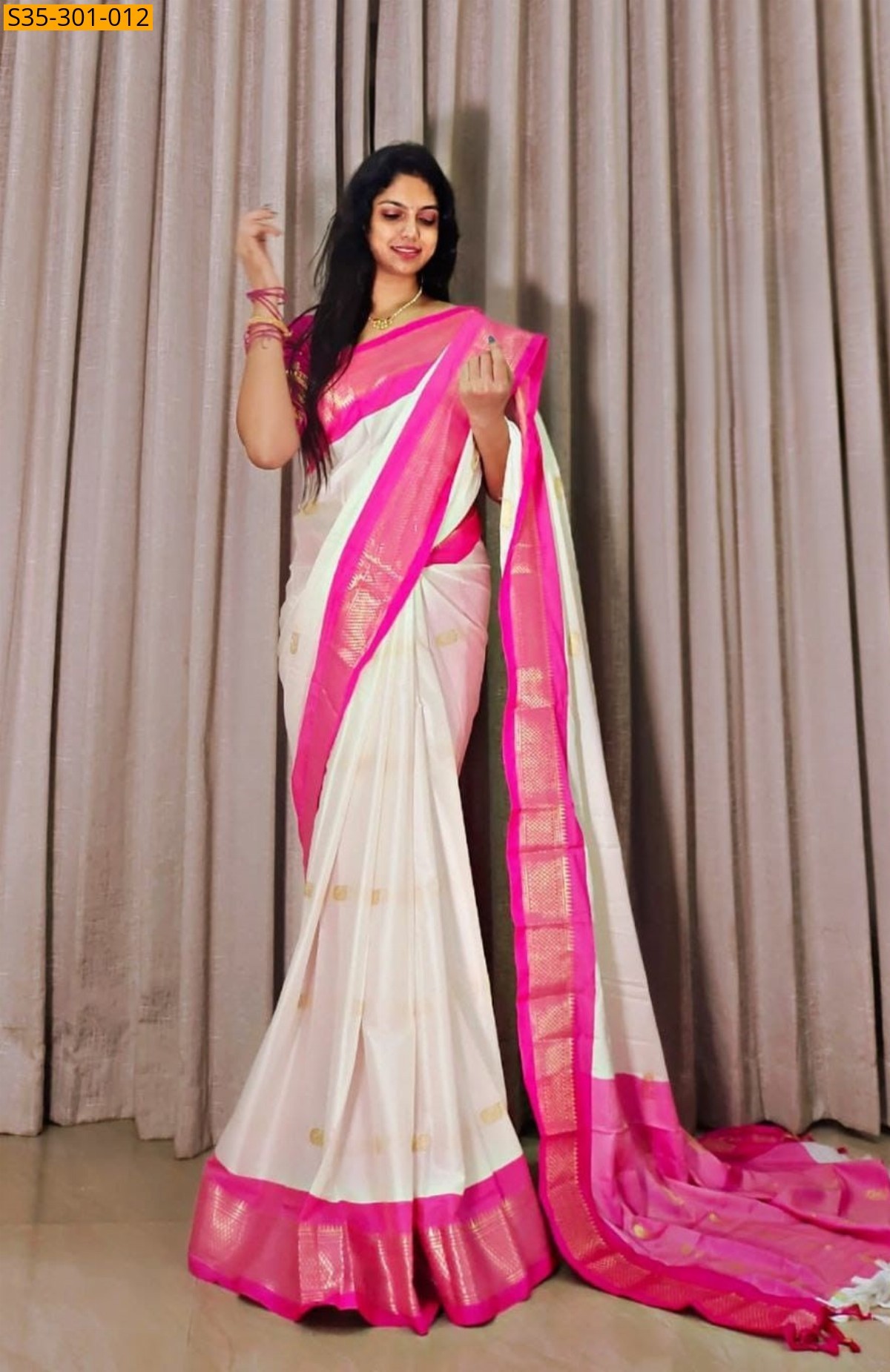 Half white Mercerised Cotton Silk sarees