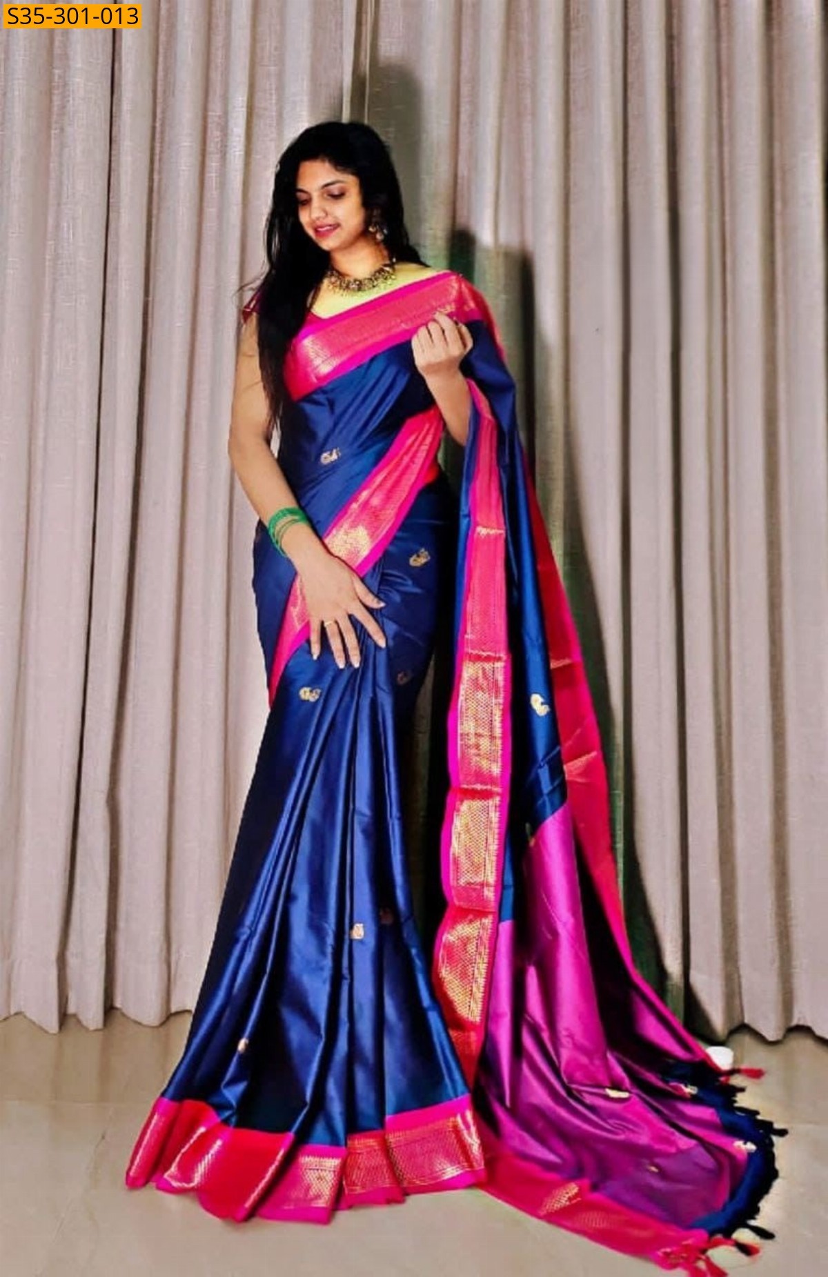Blue Mercerised Cotton Silk sarees