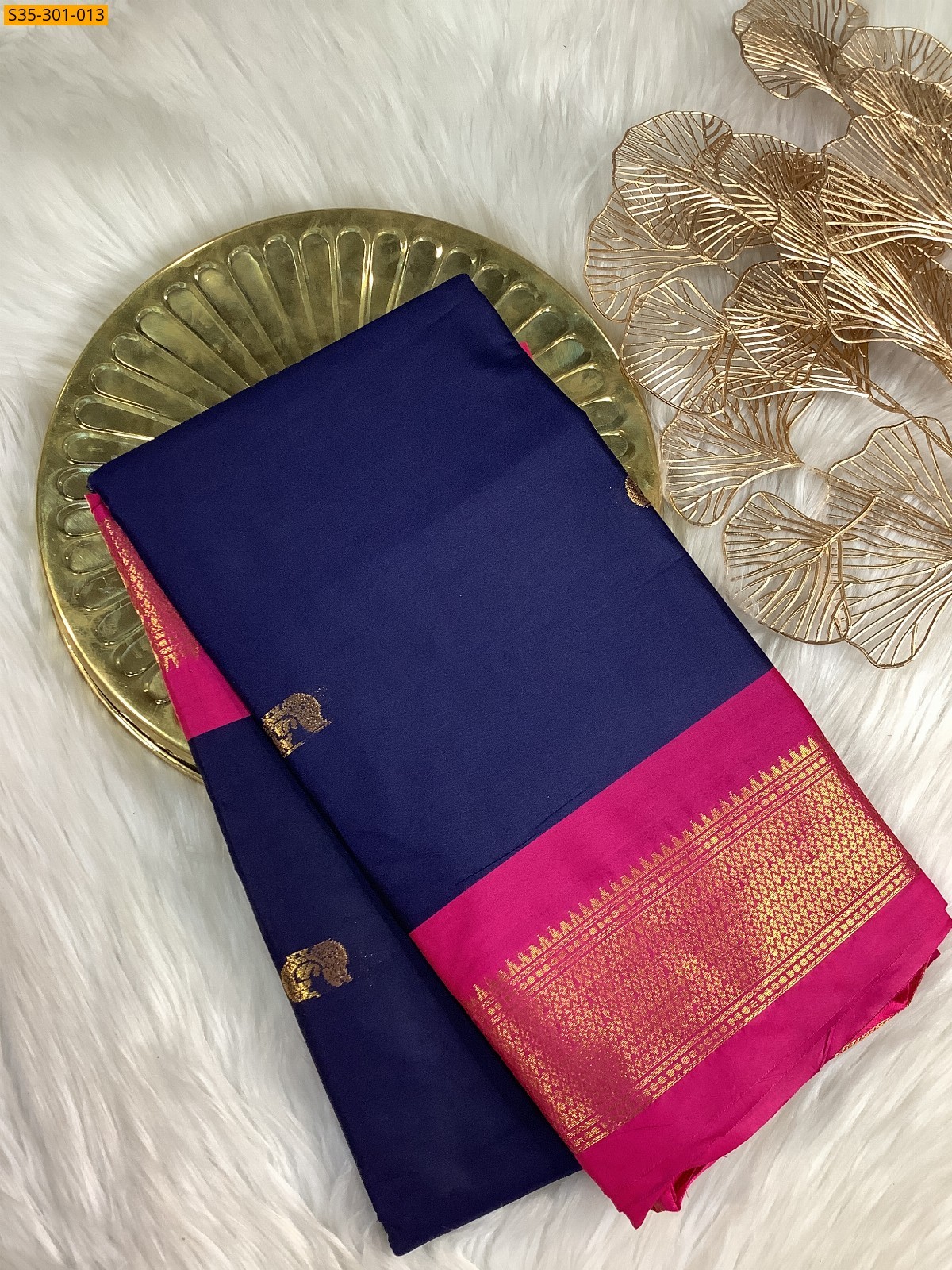 Navy Blue Mercerised Cotton Silk sarees