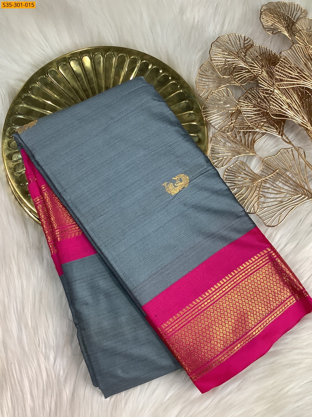 Gray Mercerised Cotton Silk sarees
