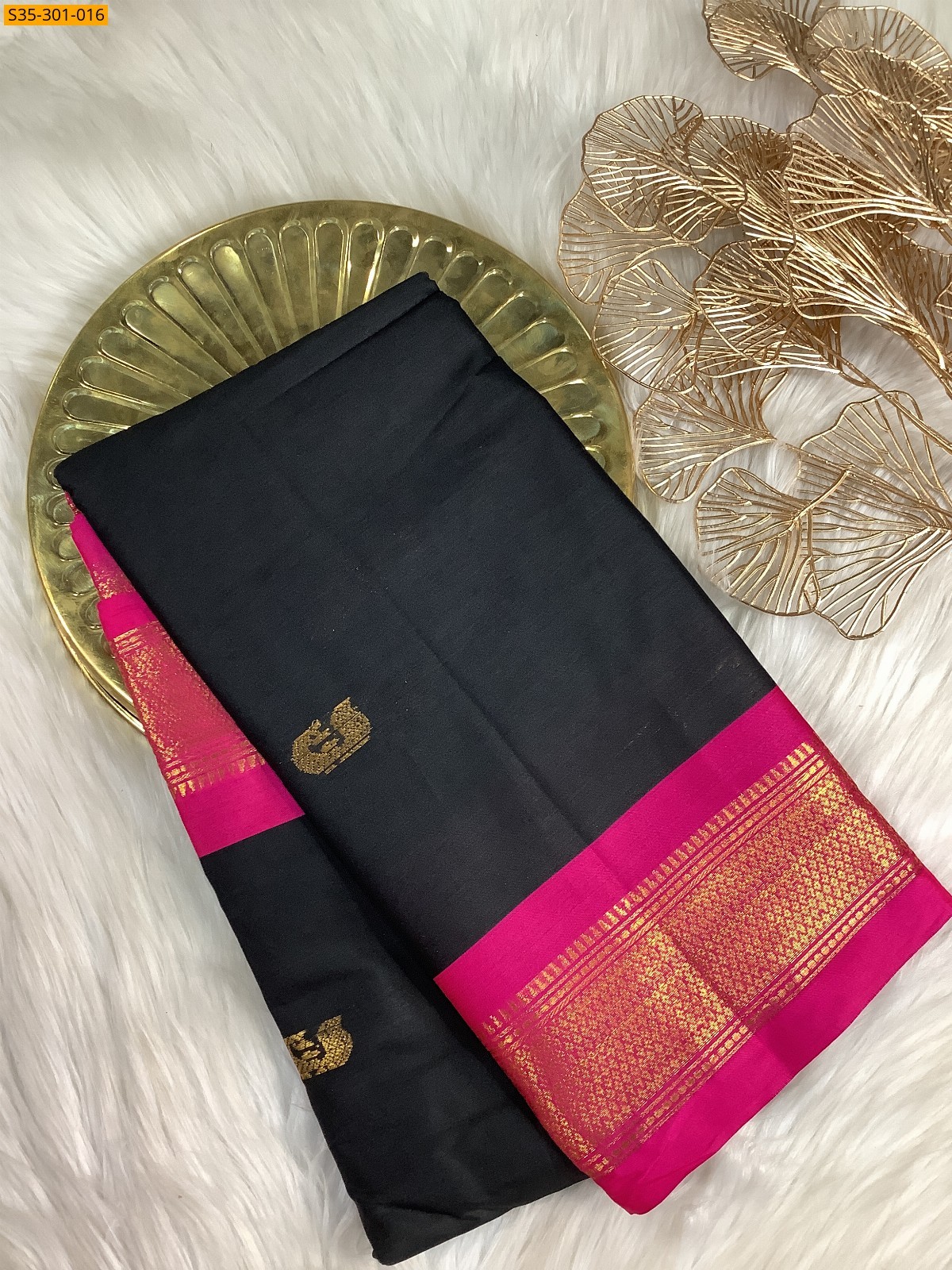 Black Mercerised Cotton Silk sarees