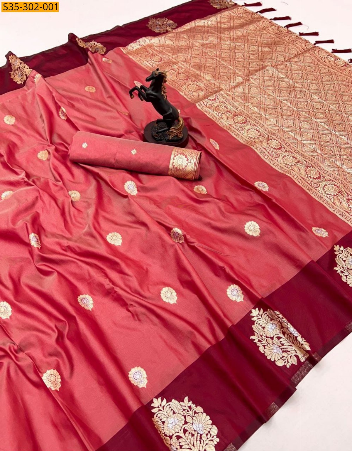 Peach Paithani Soft Silk Sarees