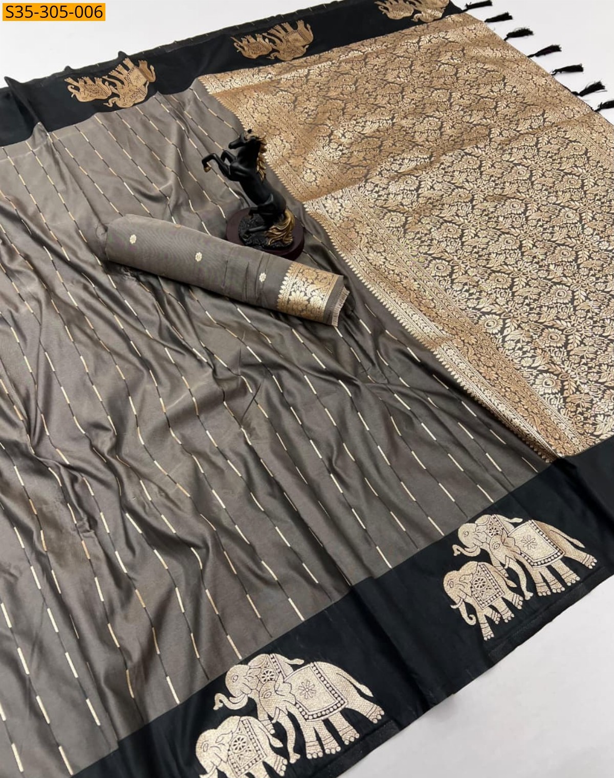 Gray Fancy Paithani Silk Saree