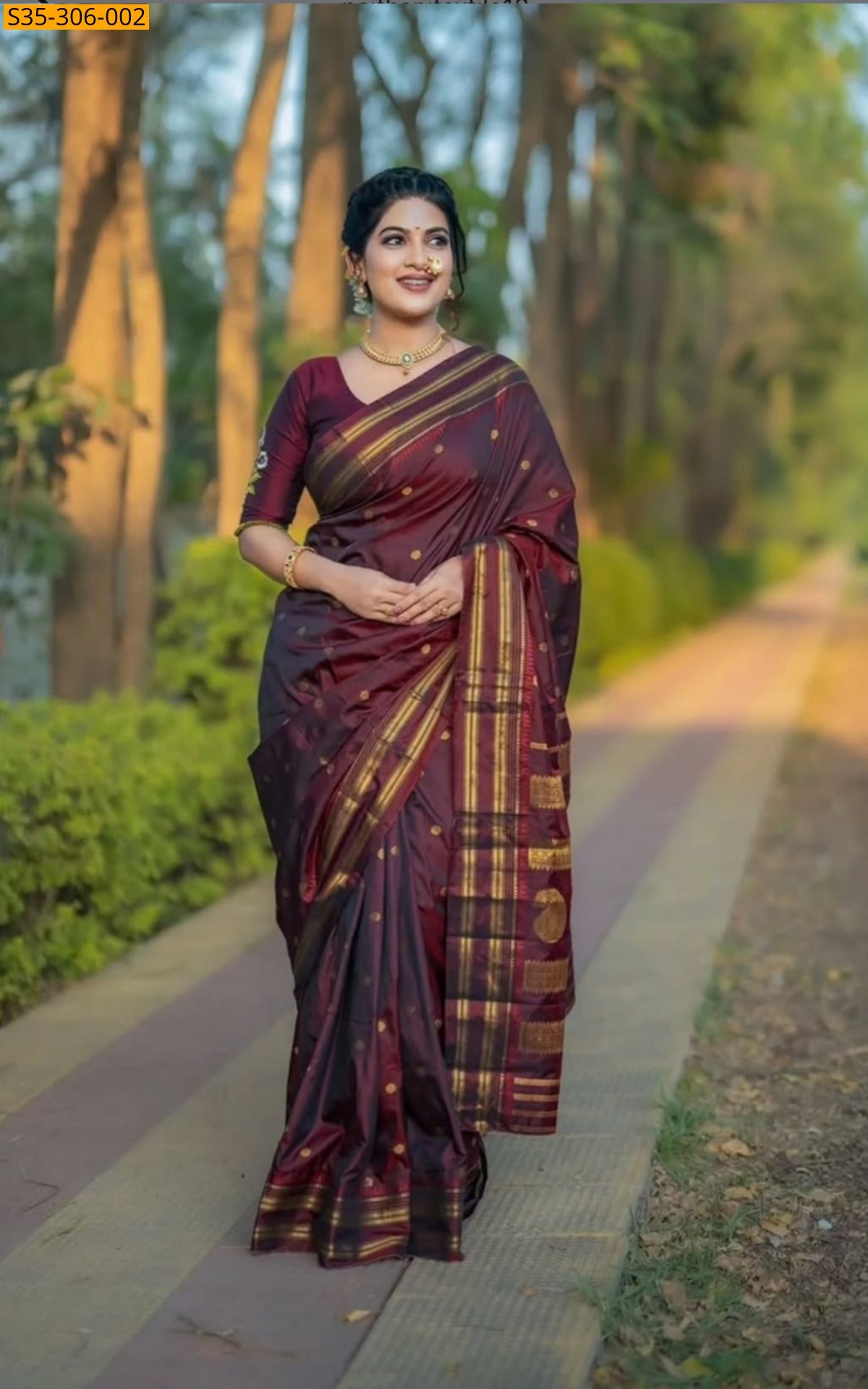 Maroon Fancy Soft silk Saree