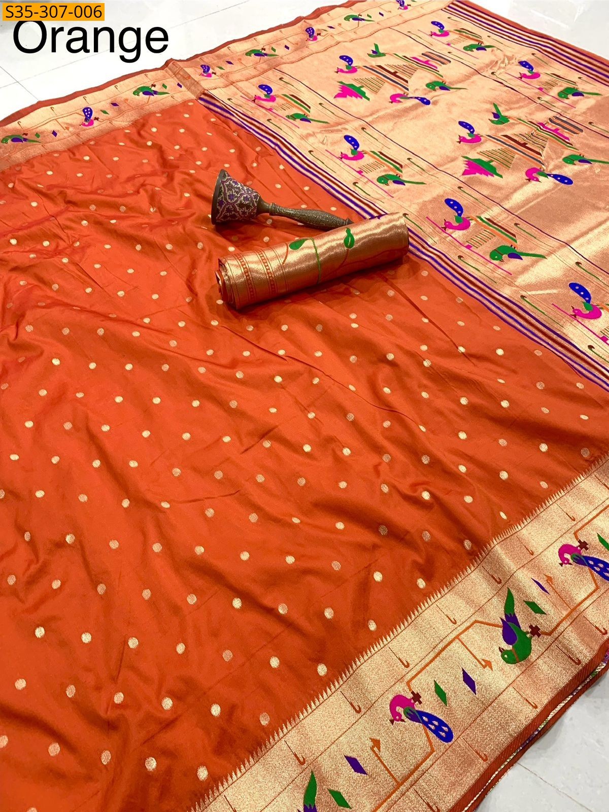 Orange Fancy Soft Silk Saree