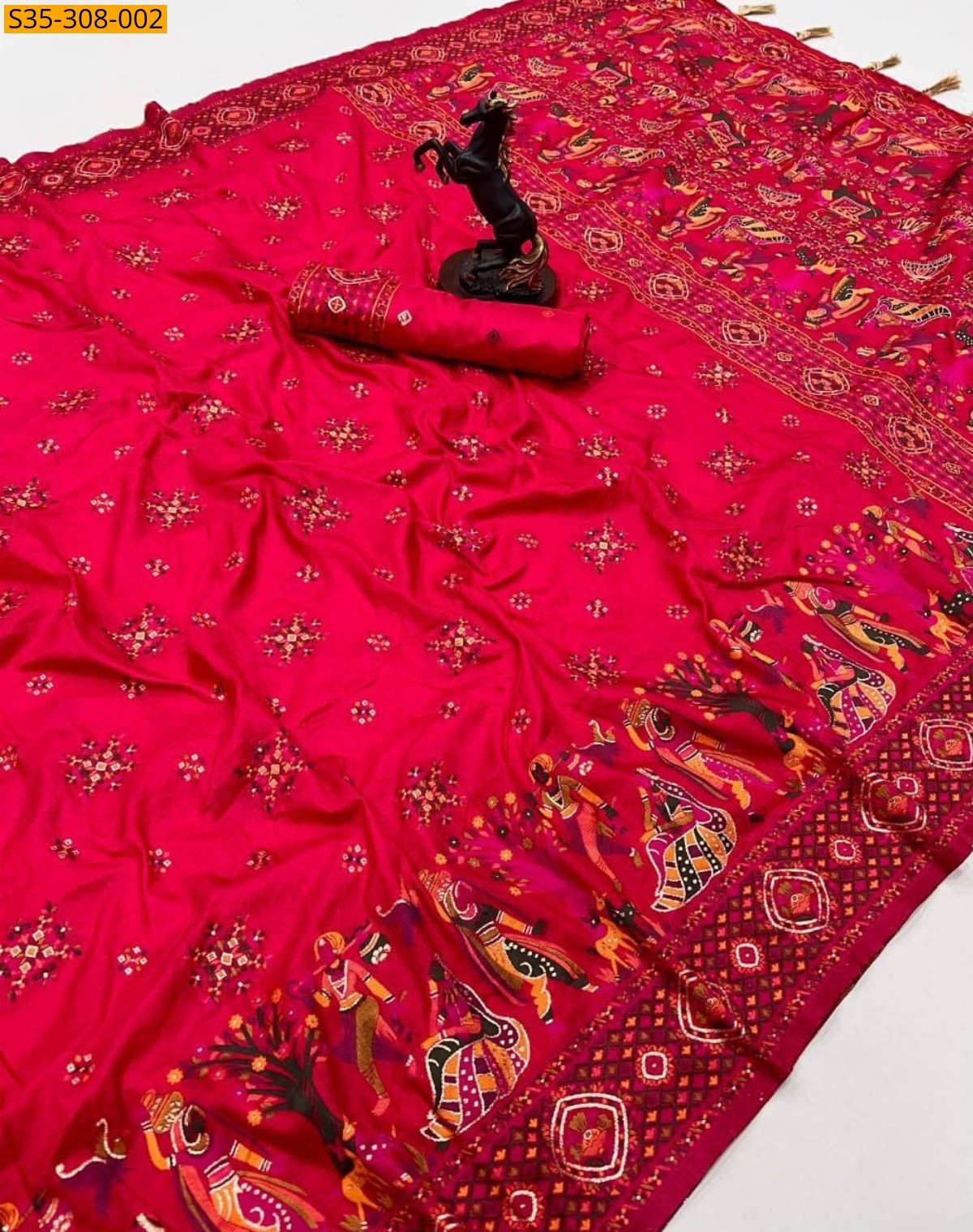 Red Pashmina Kashmiri Sarees 