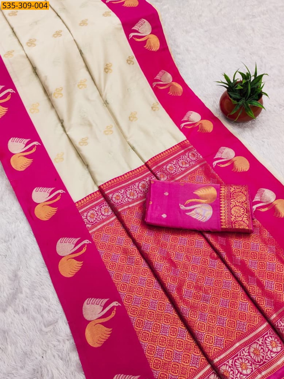 Half white Fancy  Soft Silk Saree