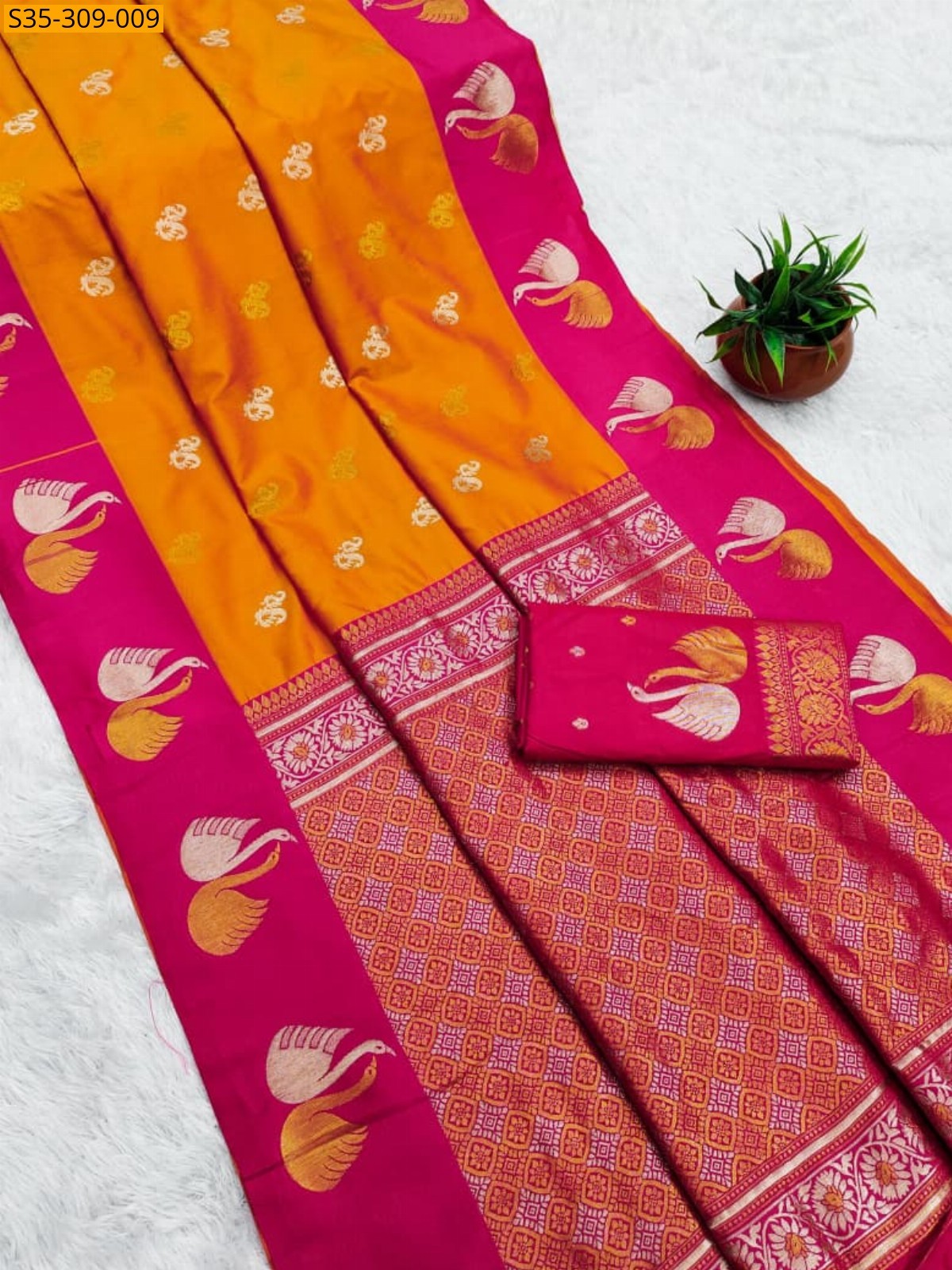 Orange Fancy  Soft Silk Saree